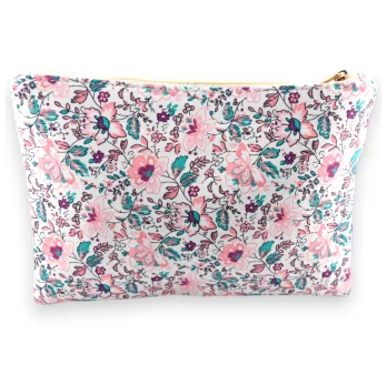 Love Cotton Bag with Pink, Blue and Brown Flowers