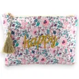 Bolso AMOR algodón flores rosa azul marrón