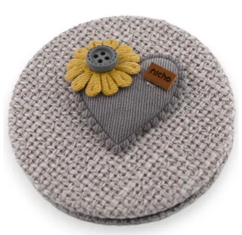 Espejo de bolsillo pequeño corazón flor 3D gris