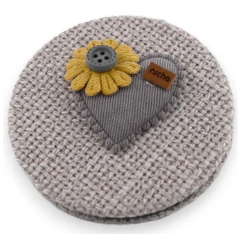 Kleiner Taschenspiegel Herz Blume 3D grau