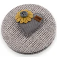 Espejo de bolsillo pequeño corazón flor 3D gris