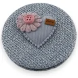 Small pocket mirror with a blue sky, pink 3D flower heart