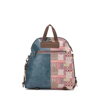 Blue and Brown Mosaic Pattern Backpack