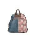 Rucksack mit Mosaikmuster in Blau und Braun