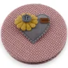 Petit miroir de poche rose cœur fleur 3D gris