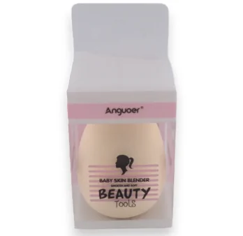 Éponge maquillage beige Angyoer dans son emballage rose et blanc