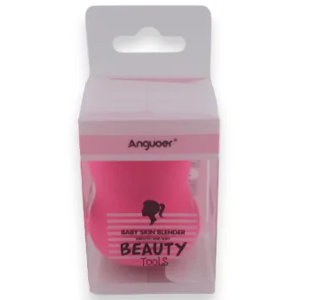 Éponge à maquillage fuchsia dans son emballage transparent Anguoer