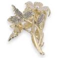 Golden flower hair clip on its pearl and rhinestone stem