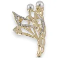 Goldene Haarspange mit Blumenknopf und Perlen
