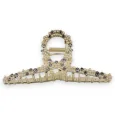 Gold hair clip with white pearls and rhinestones