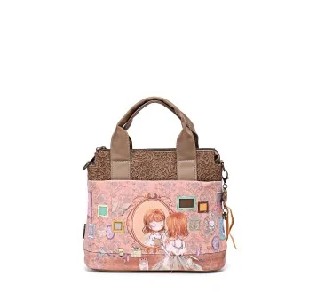 Bolso de mano sweety candy salmón y marrón