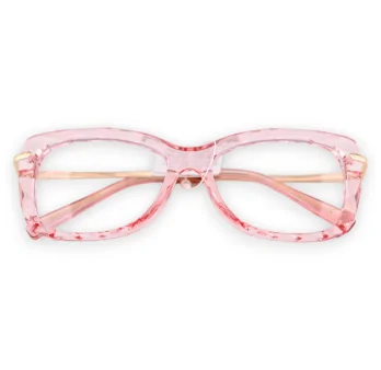 Gafas de fantasía transparentes rosas con patillas doradas