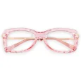 Gafas de fantasía transparentes rosas con patillas doradas