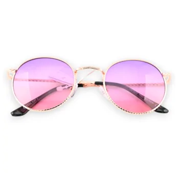 Gold-colored fancy glasses shades of pink and rose