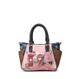 Pink and blue design shape handbag