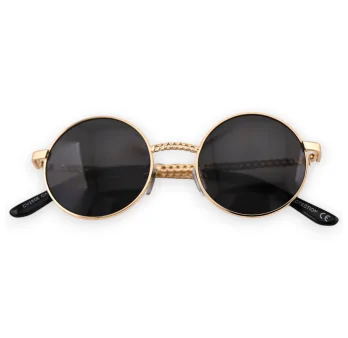 Gold and black round glasses
