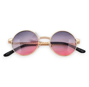 Runde Sonnenbrille mit Grau-Rosa Verlauf