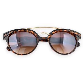 Brown leopard design glasses with gold transverse bar
