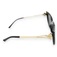 Large Black and Gold Frame Glasses