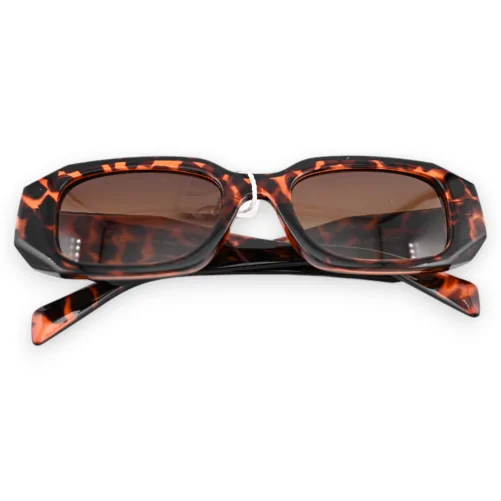 Gafas de sol clásicas de leopardo marrón rectangulares