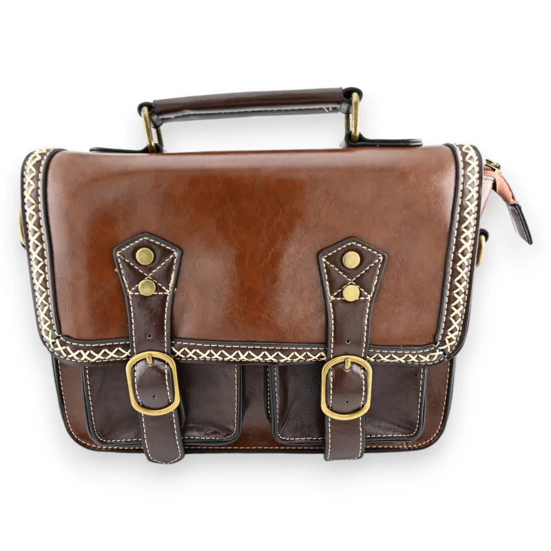 Sac cartable vintage marron