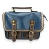 Bolso maletín vintage azul y marrón