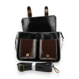 Sac cartable vintage noir et marron