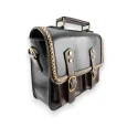 Sac cartable vintage noir et marron