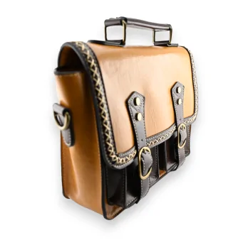 Vintage mustard and brown satchel bag