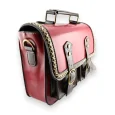 Sac cartable vintage rouge et marron