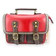 Sac cartable vintage rouge et marron