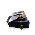 Vintage large format blue brown satchel bag