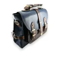 Sac cartable vintage grand format bleu marron