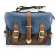 Sac cartable vintage grand format bleu marron