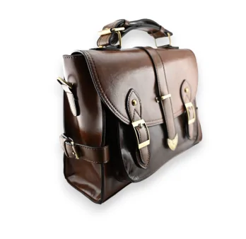 Sac cartable vintage grand format nuances marron