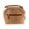 Square cork bag with multicolored graphic design