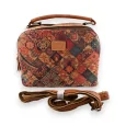 Square cork bag with multicolored graphic design