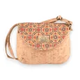 Cork shoulder bag with graphic flap