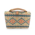 Shoulder bag in cork with geometric patterns