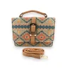 Shoulder bag in cork with geometric patterns