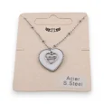 Collier acier argenté médaillon double coeur nacre LOVE