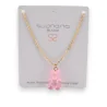 Collier acier nounours bonbon rose translucide