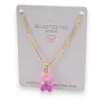 Steel necklace with pink and violet candy bear