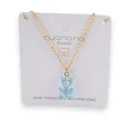 Collier acier nounours bonbon bleu ciel translucide