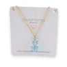 Collier acier nounours bonbon bleu ciel translucide