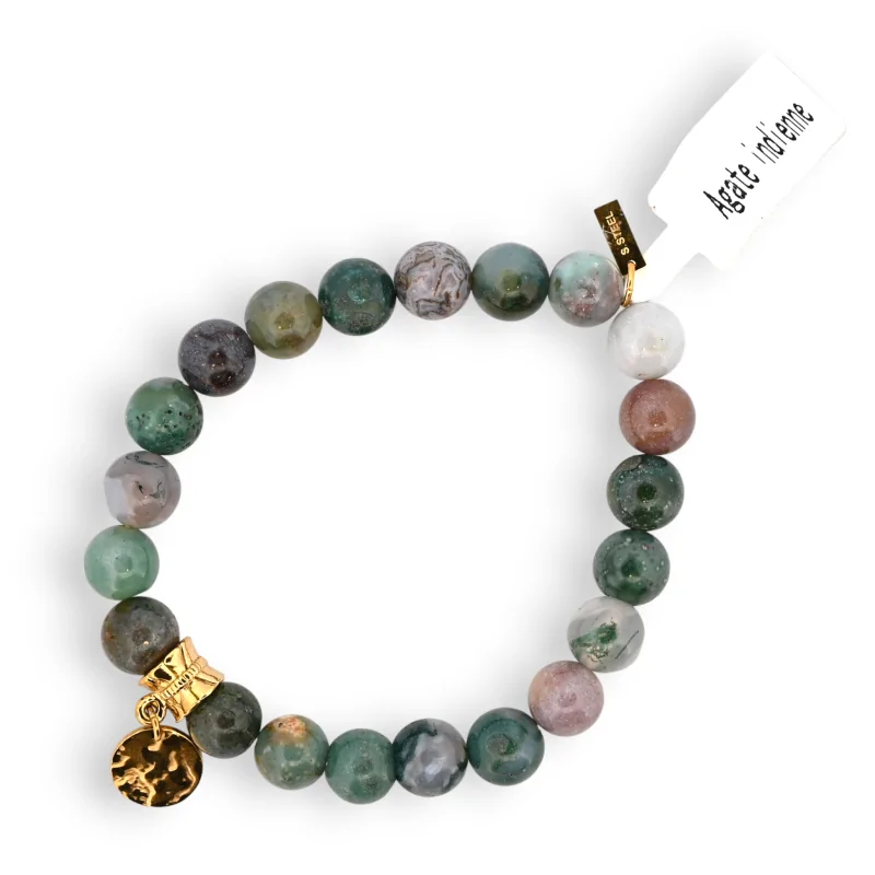 Bracciale In Agata Bianca Naturale 8mm | Perline Regolabili Fatto A Mano