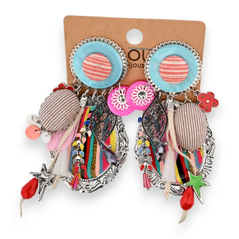 Grande boucles d'oreilles clip multicolore lolilota