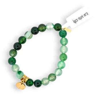 Medallion bracelet with green agate stone stripes