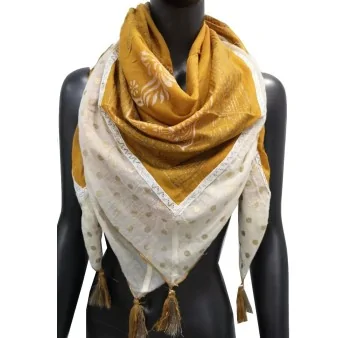 Square ethnic scarf with gold details