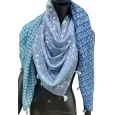 Foulard carré patchwork 4 faces nuances bleu